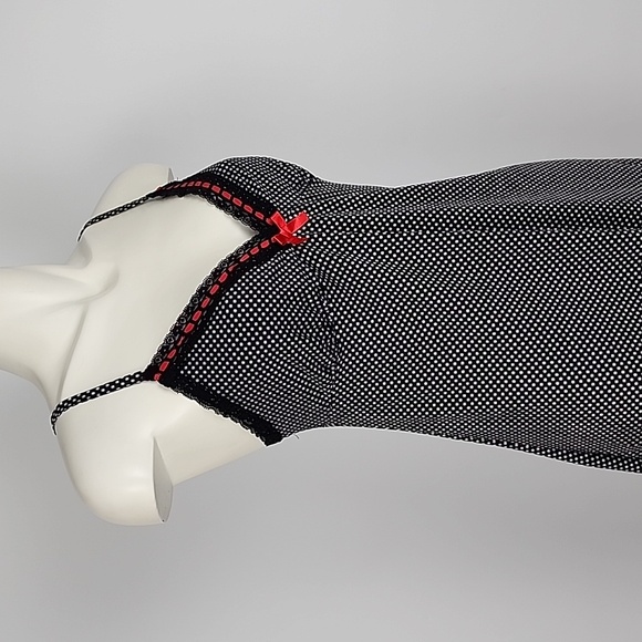 La Senza White Polka Dot Black Red Bow Adjustable Strap Stretchy Lace Size Large - Picture 3 of 14